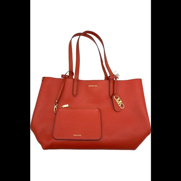 Michael Kors Eliza XL Pebbled Leather Reversible Tote Bag Terracotta - Picture 1 of 3